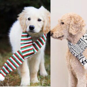 Set of 2 - Zippy Paws Holiday & Reindeer Scarves - Dog Accessories